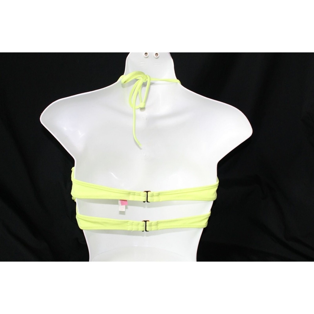 ✨2/$20Victoria's Secret Fringe Halter Bikini Swim Top Neon Yellow Size Medium - Picture 4 of 7